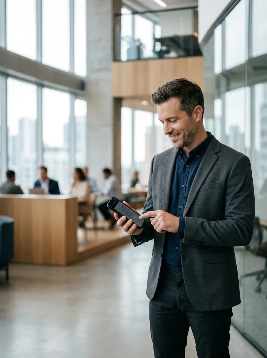 A professional signing a document on their phone with a national eID
